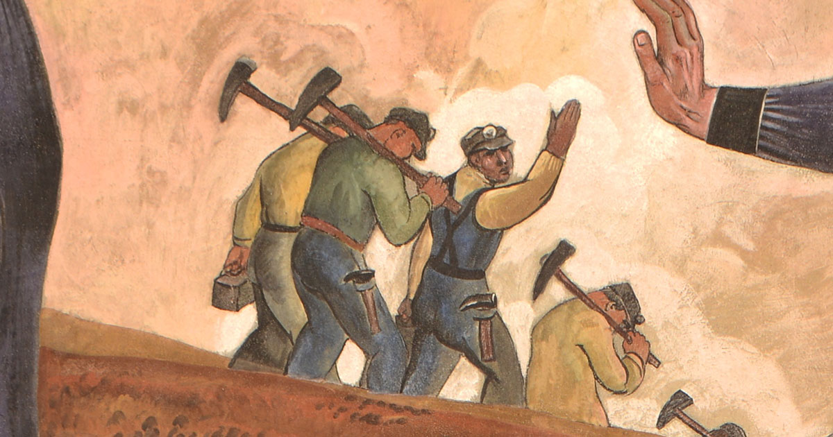 Painting of men going to work